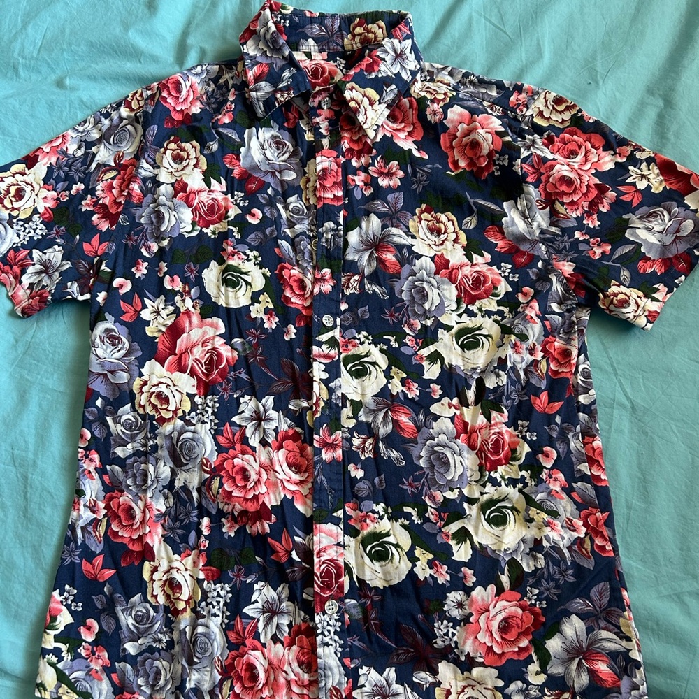 Blue Floral pattern Drees shirt